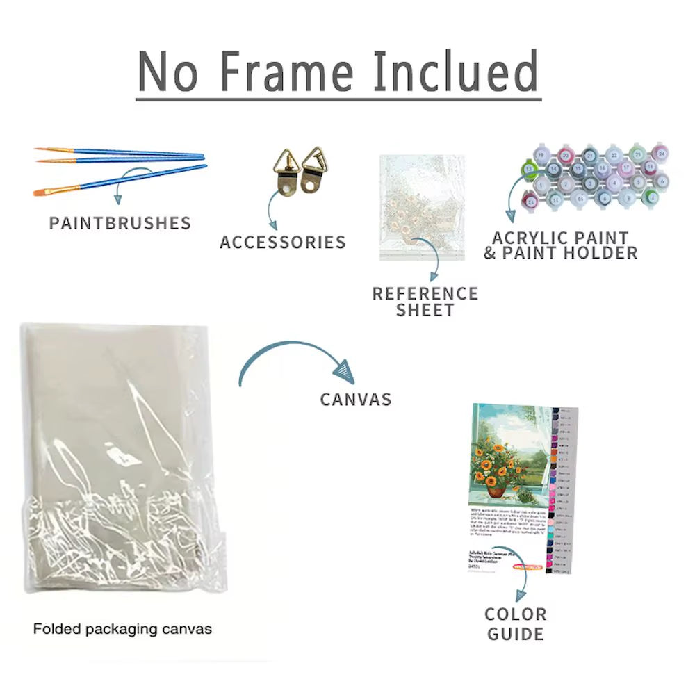 Acrylic Painting by Numbers Frame Town Landscape Number Painting Paint Kit Painting Decors for Adults for Handicraft
