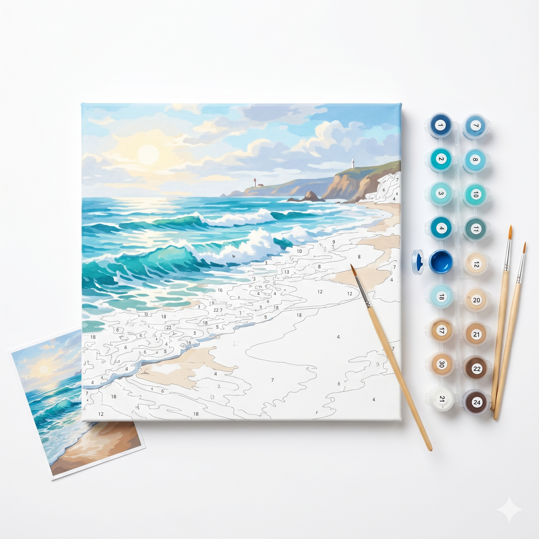 Ocean Beach Paint-by-Numbers Kit — Coastal Landscape