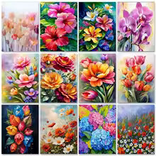 Floral Paint-by-Numbers Kit — Flowers (Framed Canvas)