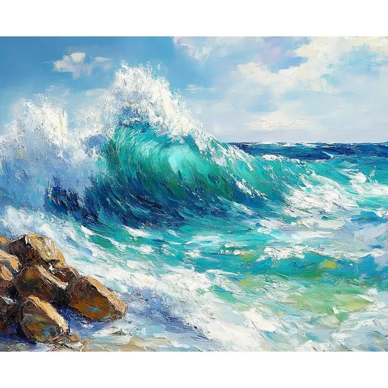 Acrylic Painting by Numbers on Canvas Paint Kit Ocean Beach Landscape Coloring on Numbers Handpainted Wall Decor Gift